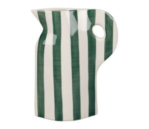 vase pichet rayé grès coloré vert foncé (1)