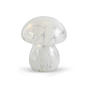 Petite lampe champignon à piles tacheté blanc opjet