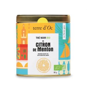 boite de thé noir bio de nos régions terre d'oc citron de menton