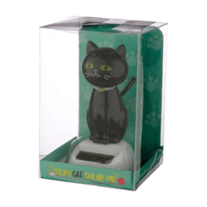 figurine solaire animée chat noir porte-bonheur lucky cat (2) (1)