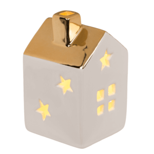 maison blanche led toit doré avec étoiles en céramique (1) (1)