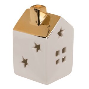 maison blanche led toit doré avec étoiles en céramique (1) (1)