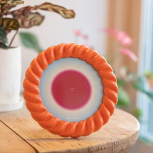 122593 cadre photo rond en céramique tressé helio ferretti orange (2)