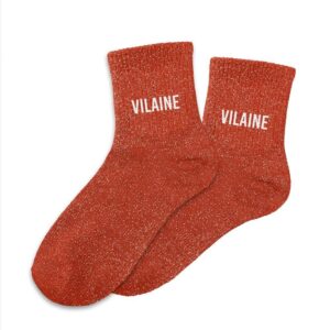 CD8425V13 chaussettes pailletées unie à message humour vilaine rouge