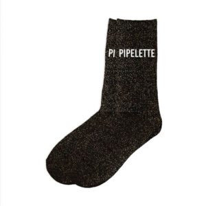 CD9358V02 chaussettes pailletées unie à message humour noire pipelette