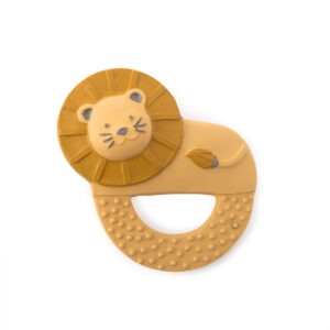 anneau de dentition en caoutchouc naturel moulin roty lion jaune