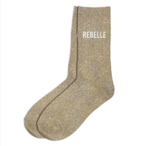 CD8425V05 Chaussettes pailletées 3641 à message humoristique rebelle dorée