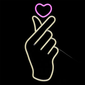 LA0061 lampe style néon signe de mains + coeur (1)