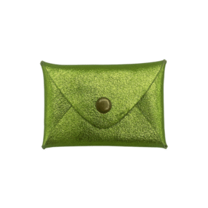 porte-cartes mini en cuir brillant à pression vert anis (2)