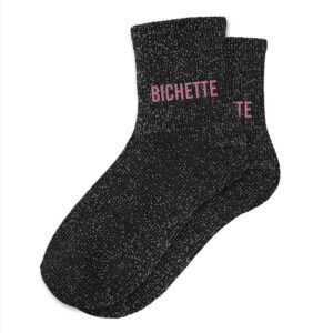 CD10017V09 chaussettes pailletées à message 36-41 bichette noire