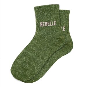 CD10017V10 chaussettes pailletées à message 36-41 rebelle verte