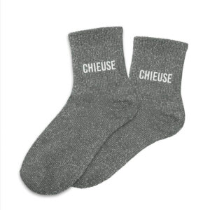 CD8425V33 chaussettes pailletées à message 36-41 chieuse grise (1)