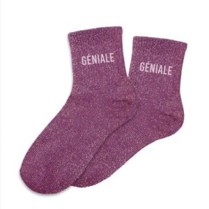 CD8425V38 chaussettes pailletées à message 36-41 géniale violet (1)
