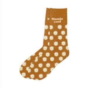 CD9673 chaussettes pailletées fleuries mamie cool camel