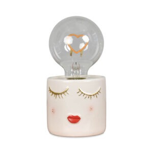 Lampe coeur LED visage femme à piles madame opjet