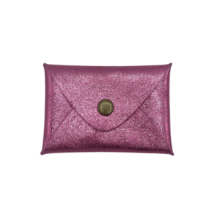 porte-cartes mini en cuir brillant à pression rose (1)