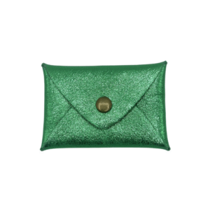 porte-cartes mini en cuir brillant à pression vert clair (1)