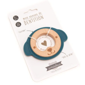 160025 Anneau de dentition silicone et bois Chien bleu pétrole (1) (1)