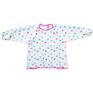 33771 Bavoir tablier enduit manches longues 3-5 ans blanc coeurs multicolores le petit souk (1) (1)