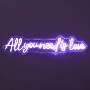 43-2L-009 Lampe LED murale effet néon violet All you need is love (1) (1)