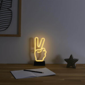 LA0074 Lampe LED effet néon à piles peace signe de mains (4) (1)