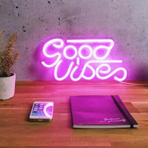 LA10471 lampe led murale effet néon good vibes rose (1) (1)