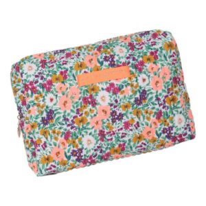 Pochette matelassée GM fleurs orange fluo la ptite cachottiere