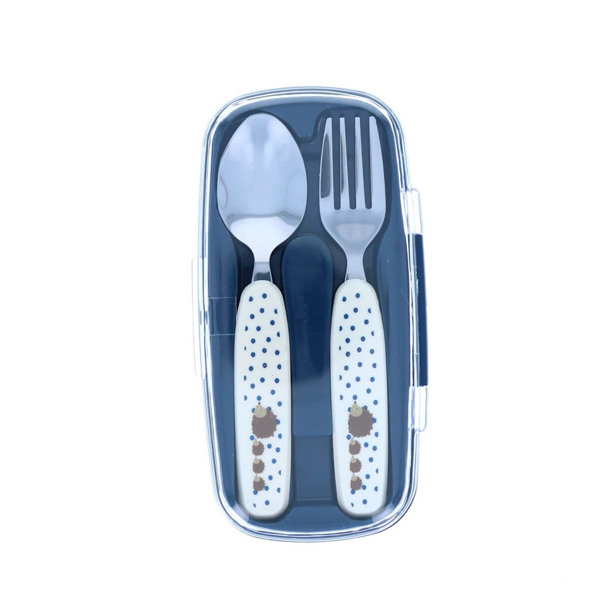 Set de couverts enfant hérisson blanc et bleu le petit souk (1)