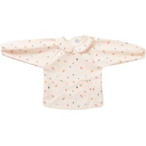 BATAB14 bavoir tablier manches longues enduit 6-24 ET 3-5 ANS mois col claudine terrazzo crème bb&co (1)