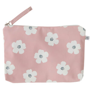 BTI01 pochette imprimée impréméable avec attache accroche poussette rose fleurs blanches bb&co (2) (1)