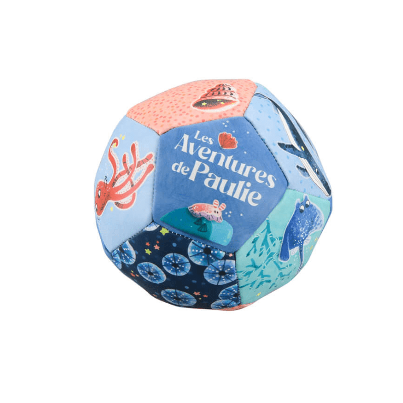 Ballon souple en vinyle 10 cm moulin roty les aventures de paulie le poulpe