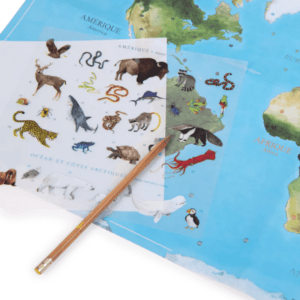 Décalcomanies + mappemonde Animaux du monde moulin roty (1)