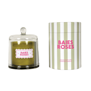 bougie parfumée baies roses colorée sous cloche boite rayée opjet (2)