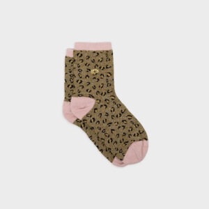 chaussettes léopard pailletées olive 37-40 coton peigné billy belt (2) (1)