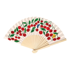 éventail tissu et bois cartes d'art cerises