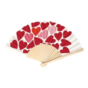 éventail tissu et bois cartes d'art coeurs