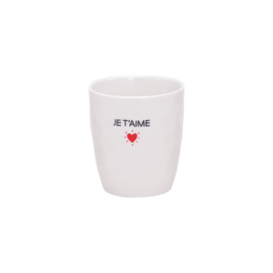 gobelet blanc message coeur rouge je t'aime opjet