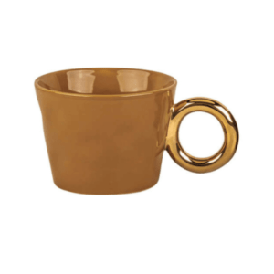 tasse ocre en faience anse dorée opjet (6) (1)