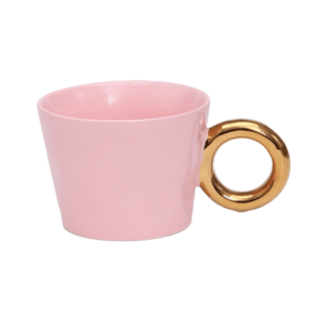 tasse rose en faience anse dorée opjet (5) (1)