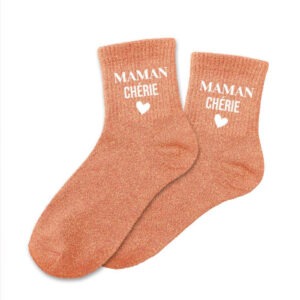 CD8995 chaussettes orange pailletées 39-42 maman chérie ♥ (1)