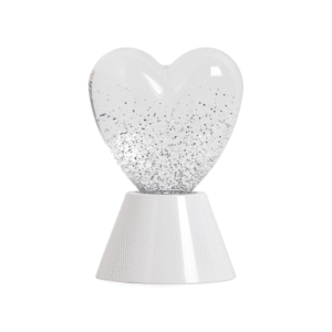lampe coeur blanche pailleté argent
