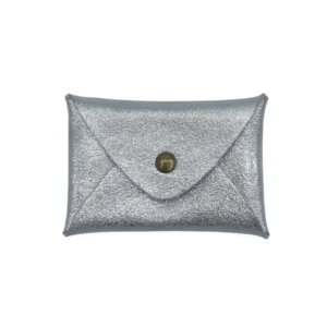 porte-cartes mini en cuir brillant à pression argent (1)