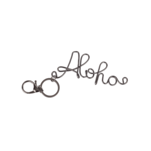 porte clés en métal mot manuscrit aloha noir (2) (1)