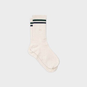 chaussettes-retro sportswear en coton 41-46 beige chiné rayures bleue et verte billy belt (1)