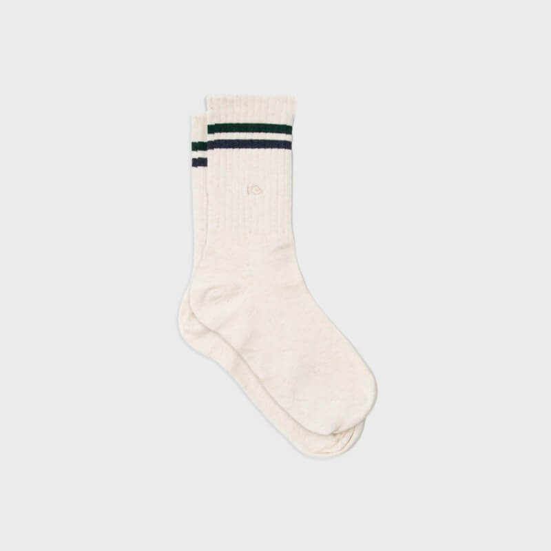 chaussettes-retro sportswear en coton 41-46 beige chiné rayures bleue et verte billy belt (1)