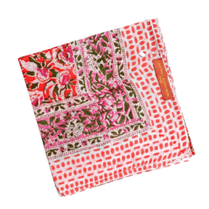 foulard 100 x 100 imprimé corail & rose la petite cachottière (3)