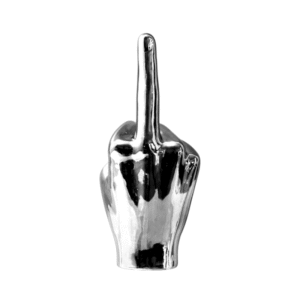 sculpture doigt d'honneur brillante fuck argenté (2) (1)