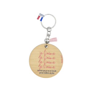 porte clés rond en bois je t'aime (1)