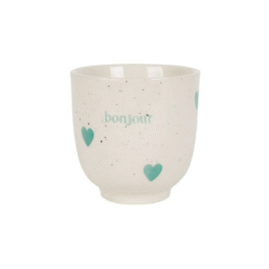 Tasse à café coeurs verts 15cl grès bonjour (1)