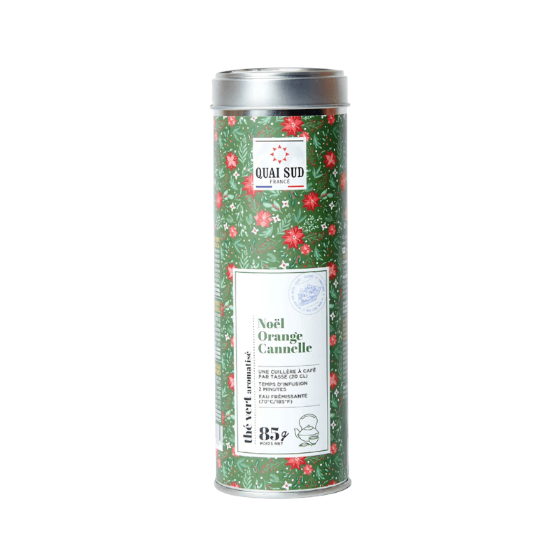 boite de thé vert de noel aromatisé orange cannelle quai sud
